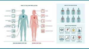 Heart attack pain locations in men and women