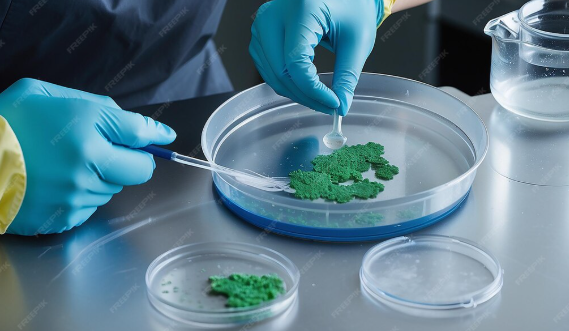 Surgeon using irrigation solution during implant surgery to prevent biofilm formation and reduce infection risk.