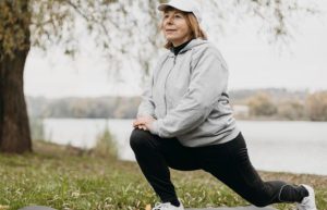 an old lady doing Osteoporosis Workout