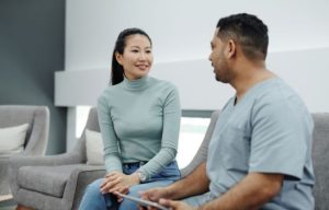 How to Start TRT Conversations With Less Stress Healthcare provider discussing testosterone replacement therapy with an adult male patient.