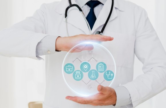 HIPAA compliance software. doctor wearing stethoscope