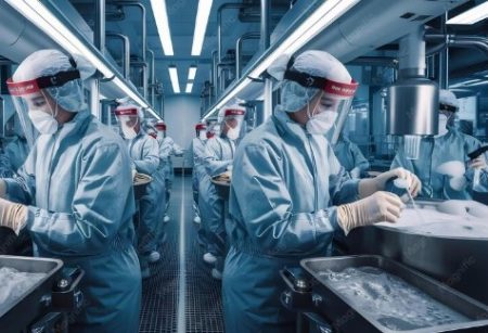 Pharmaceutical technicians work in sterile working conditions