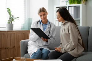 Psychiatric Medication Management: Clinical Principles of Safe and Effective Treatment Psychiatrist discussing medication treatment and follow-up care with a patient.