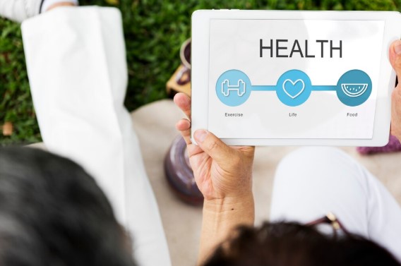 a person using a health app in a tablet