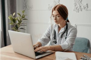 Healthcare administrator managing