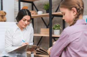 Psychologist conducting a comprehensive psychological assessment to evaluate cognitive and emotional functioning.