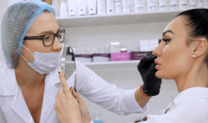 Patient discussing revision rhinoplasty options with a facial plastic surgeon.