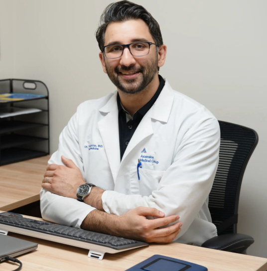 medical doctor at desk