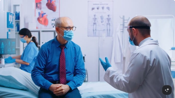 Doctor discussing colonoscopy screening with a male patient